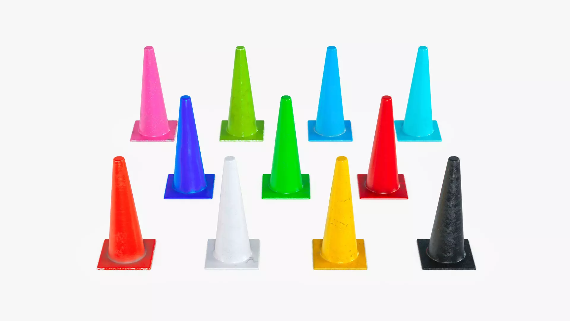 Traffic Elements Cone 2 Ver 1 Low-poly 3D model_0