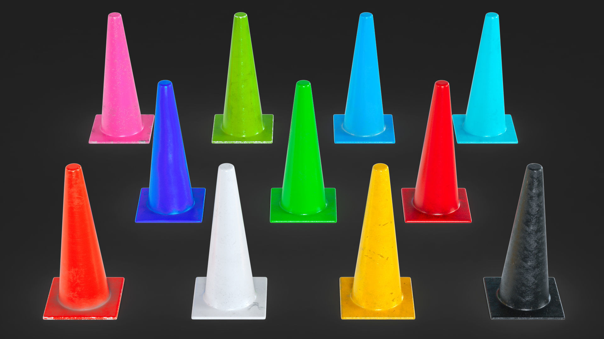 Traffic Elements Cone 2 Ver 1 Low-poly 3D model_2