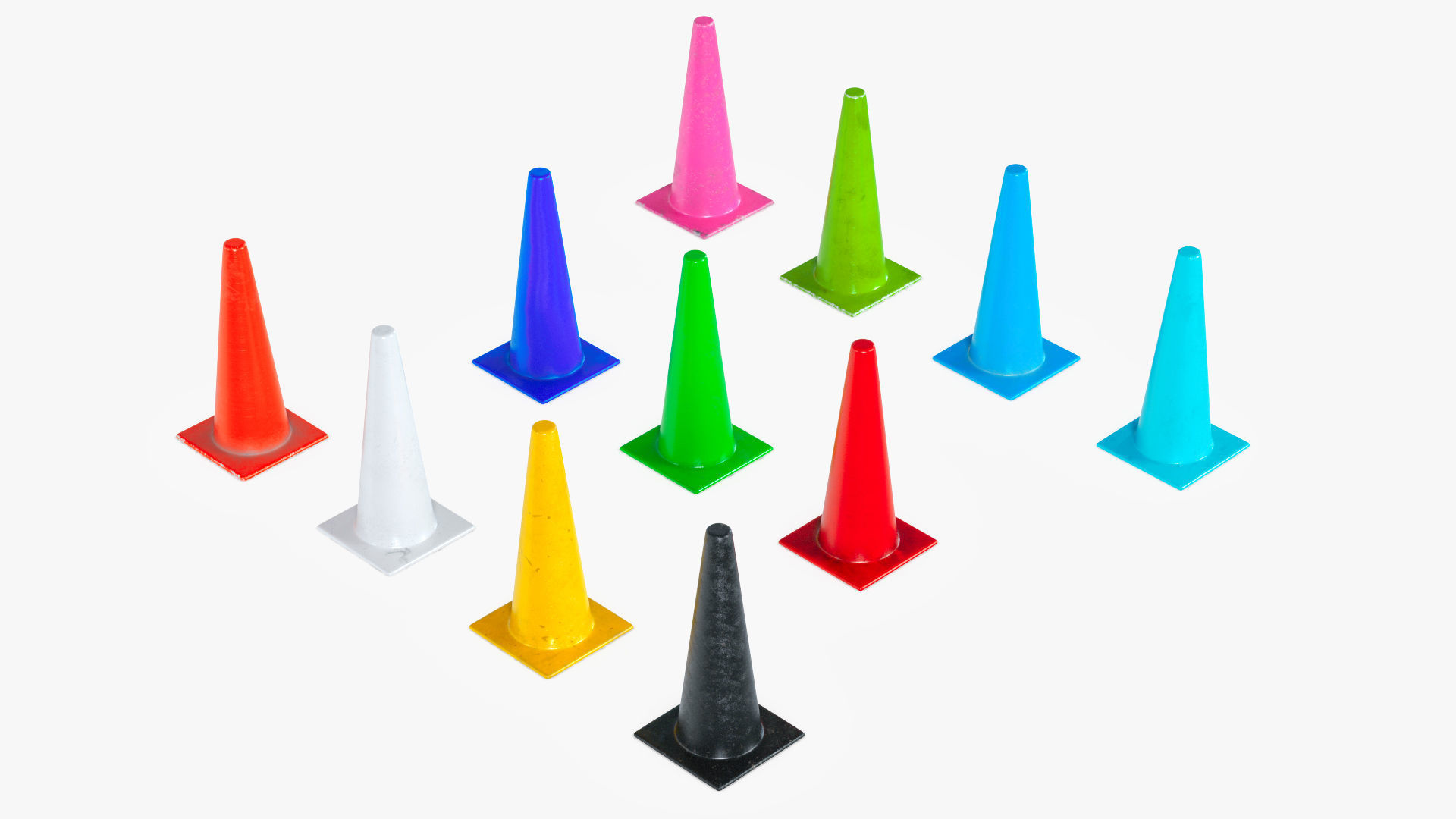 Traffic Elements Cone 2 Ver 1 Low-poly 3D model_3