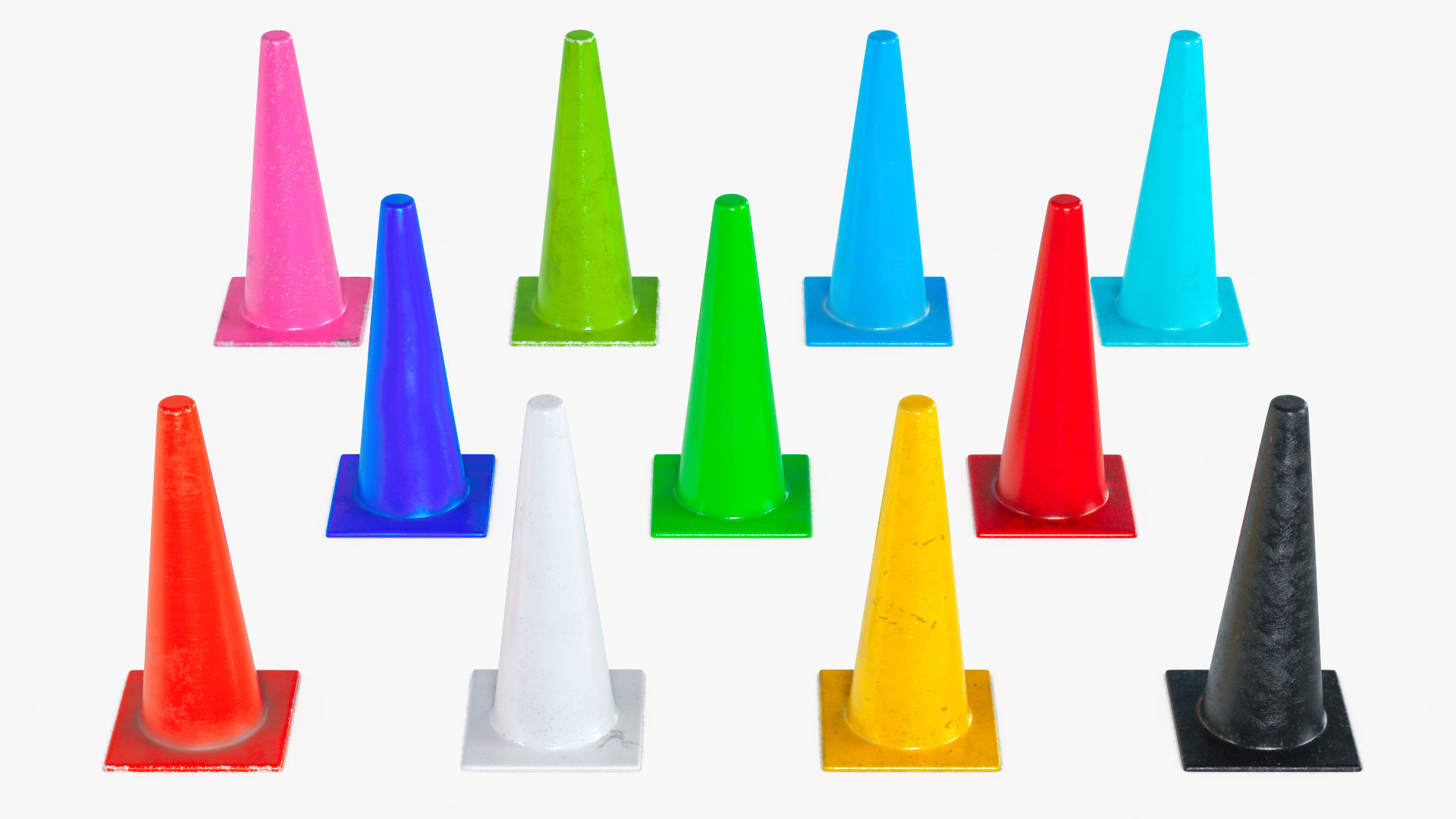 Traffic Elements Cone 2 Ver 1 Low-poly 3D model_1