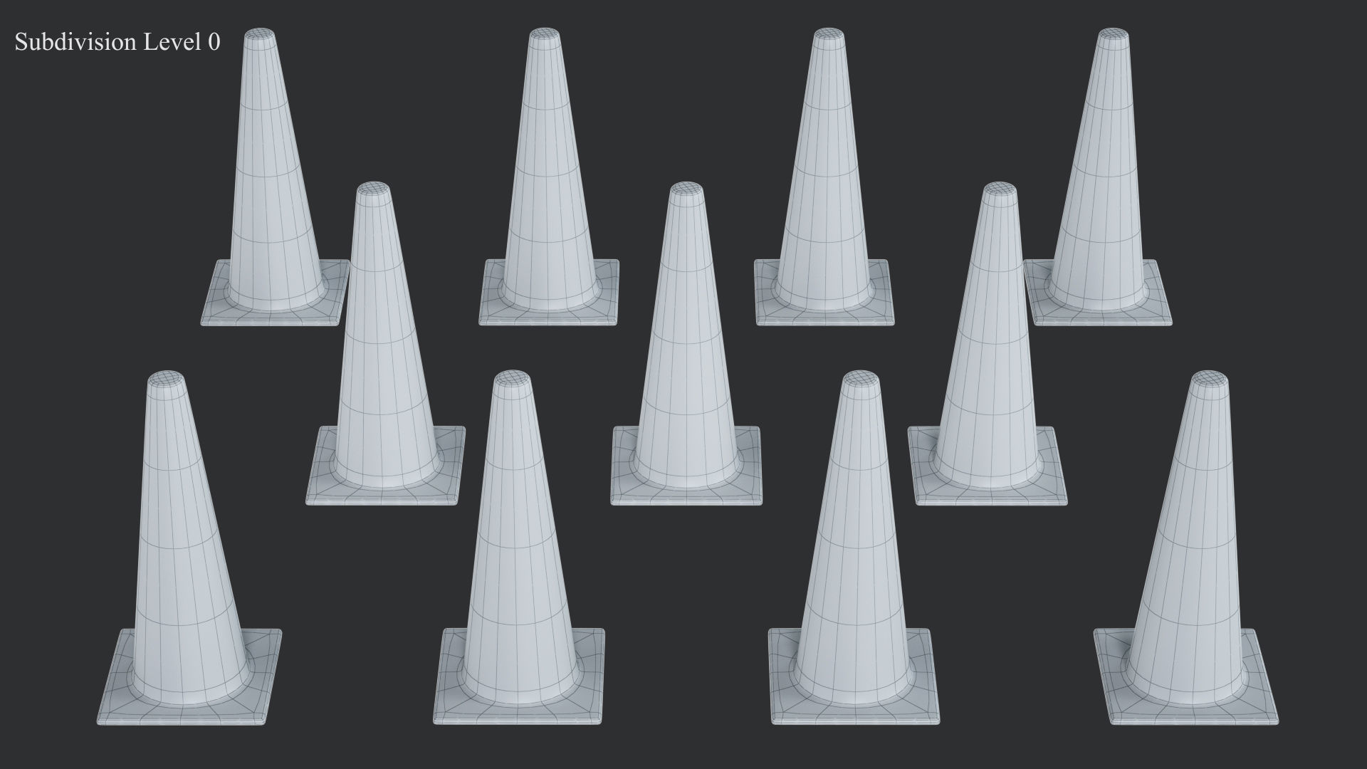 Traffic Elements Cone 2 Ver 1 Low-poly 3D model_16