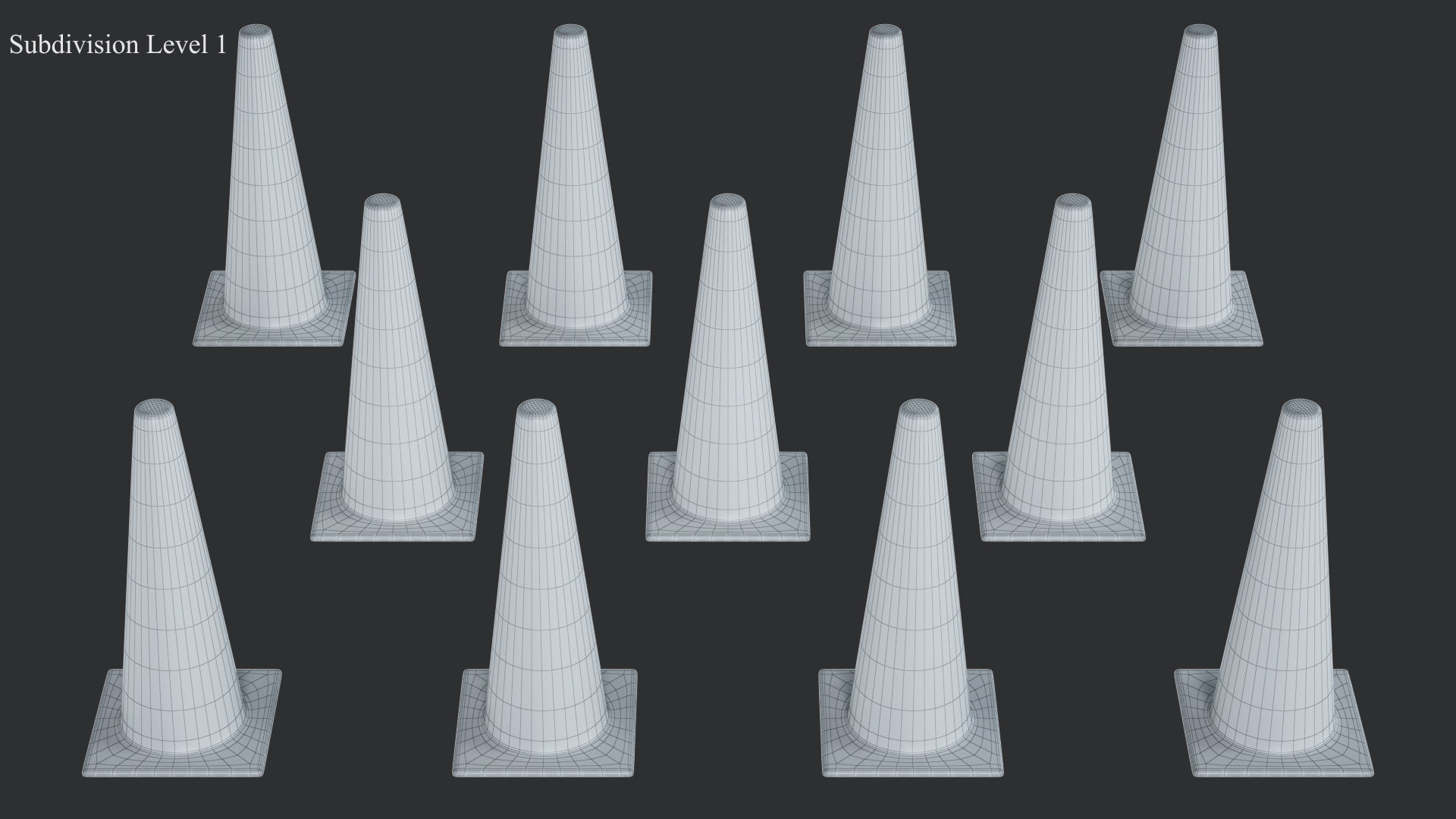 Traffic Elements Cone 2 Ver 1 Low-poly 3D model_17
