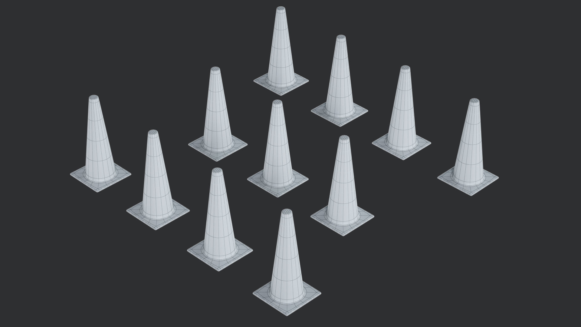 Traffic Elements Cone 2 Ver 1 Low-poly 3D model_18