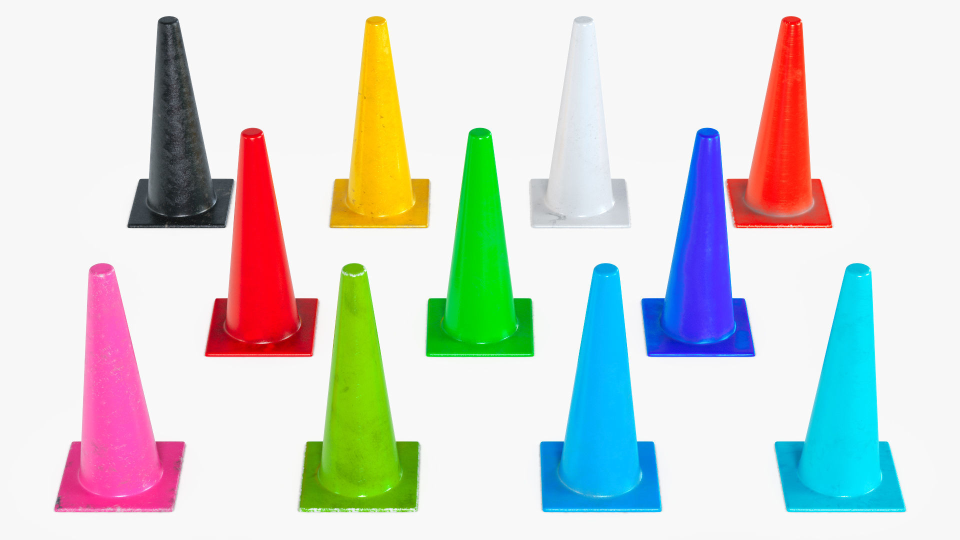 Traffic Elements Cone 2 Ver 1 Low-poly 3D model_4