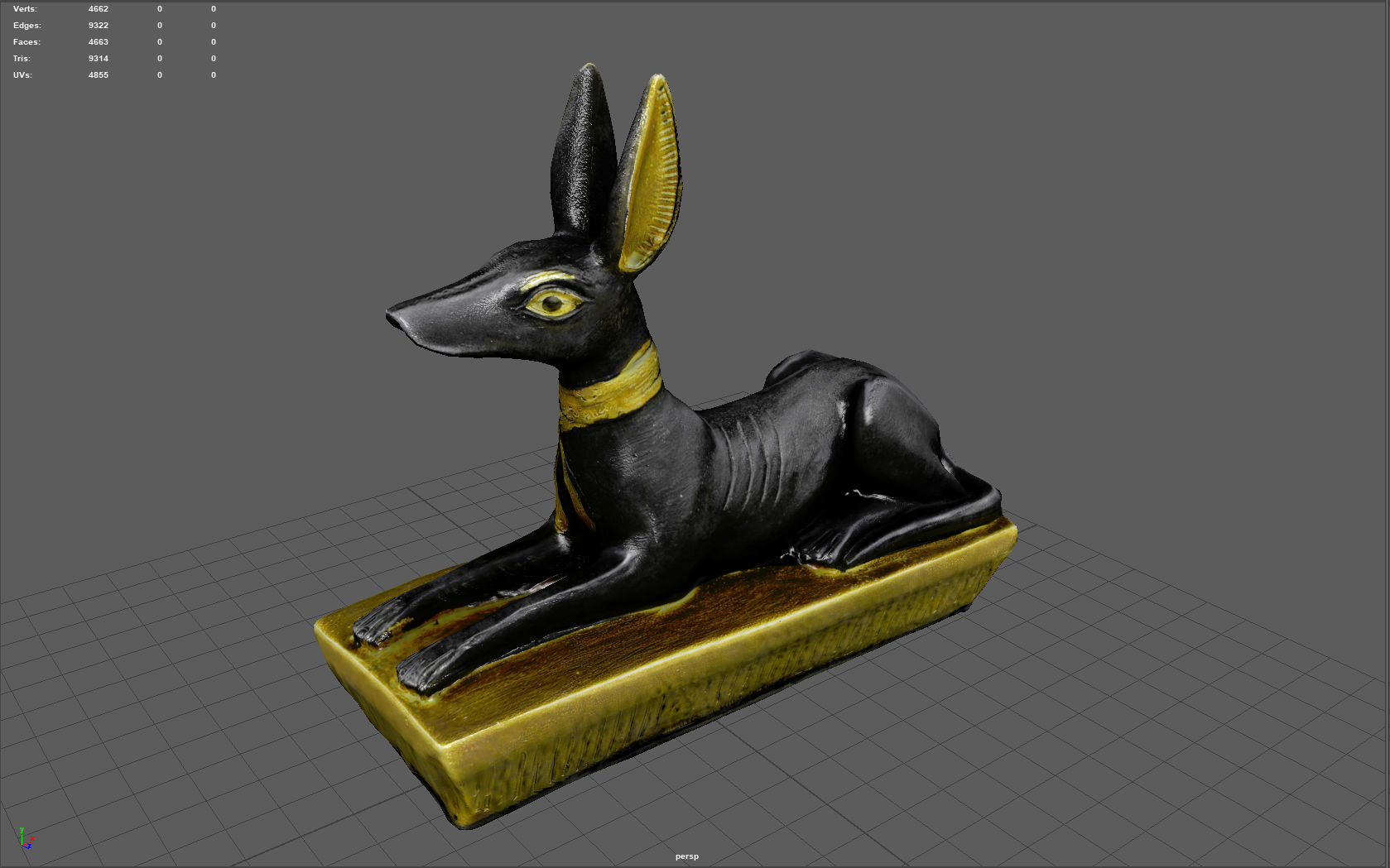 Anubis Dog Statue Low-poly 3D model_3