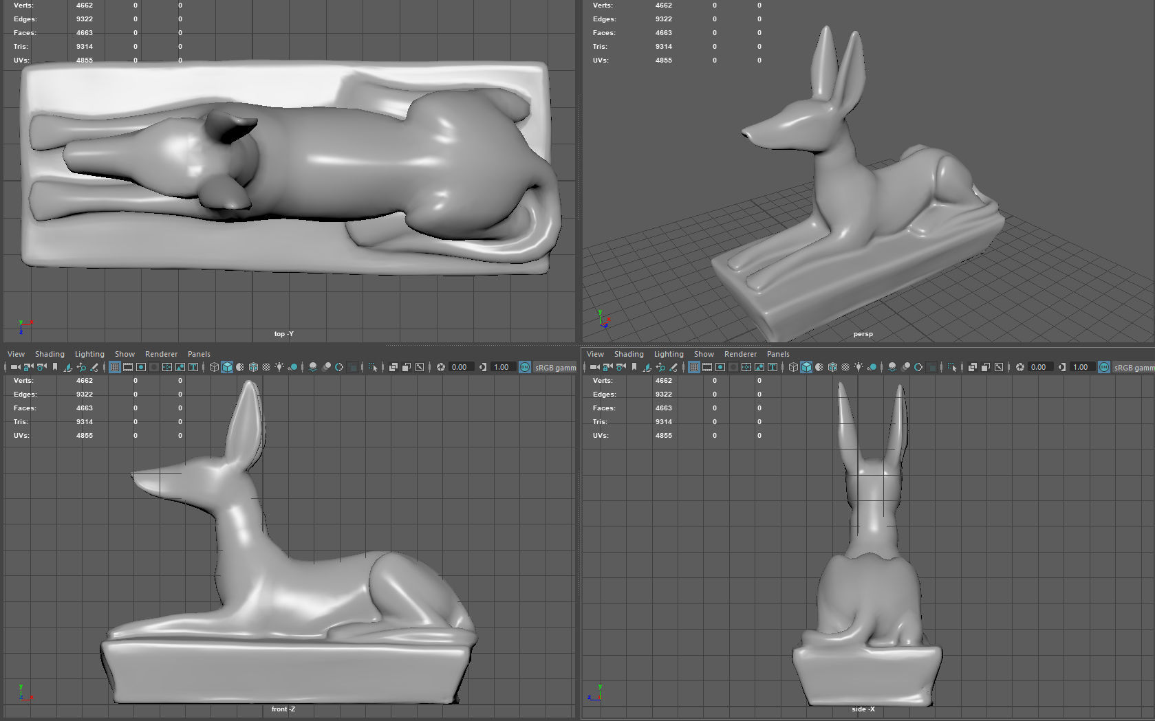 Anubis Dog Statue Low-poly 3D model_7