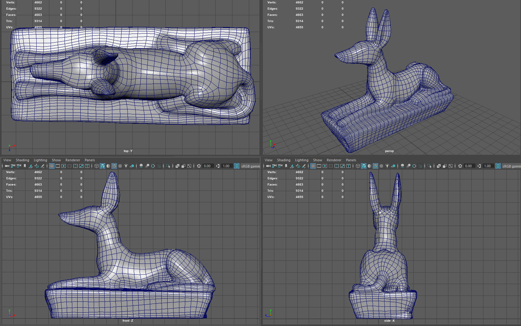 Anubis Dog Statue Low-poly 3D model_9