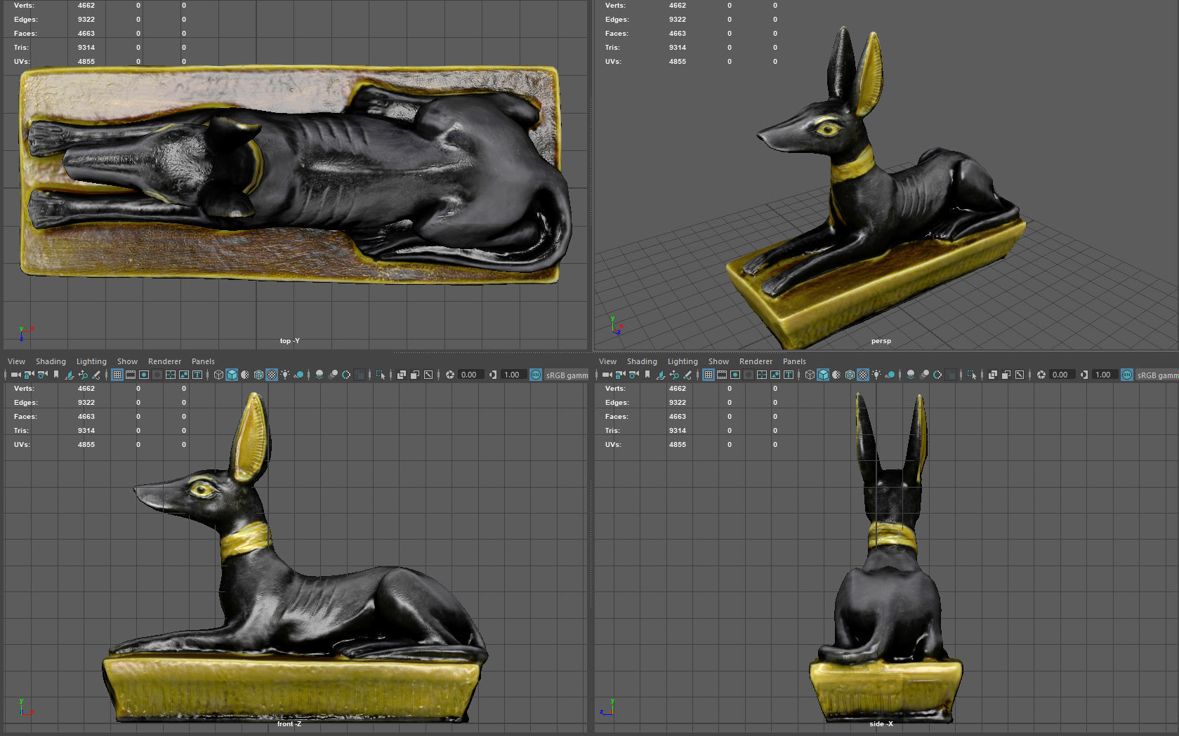 Anubis Dog Statue Low-poly 3D model_6