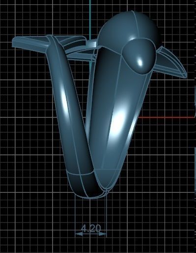 A golden ring in the shape of a dolphin 3D print model_5