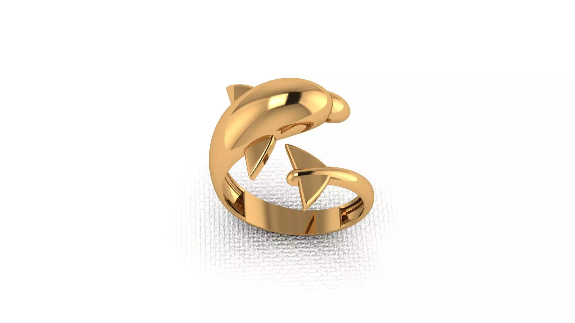 A golden ring in the shape of a dolphin 3D print model_0