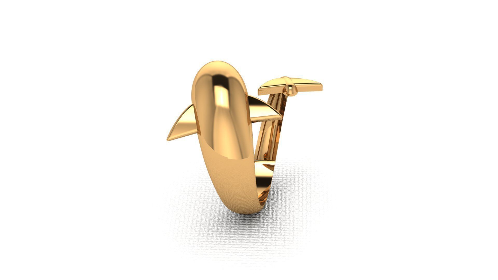 A golden ring in the shape of a dolphin 3D print model_1