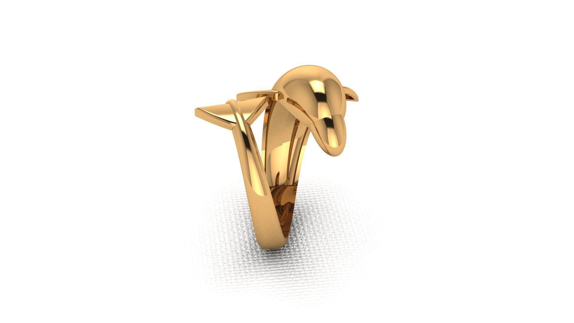 A golden ring in the shape of a dolphin 3D print model_3