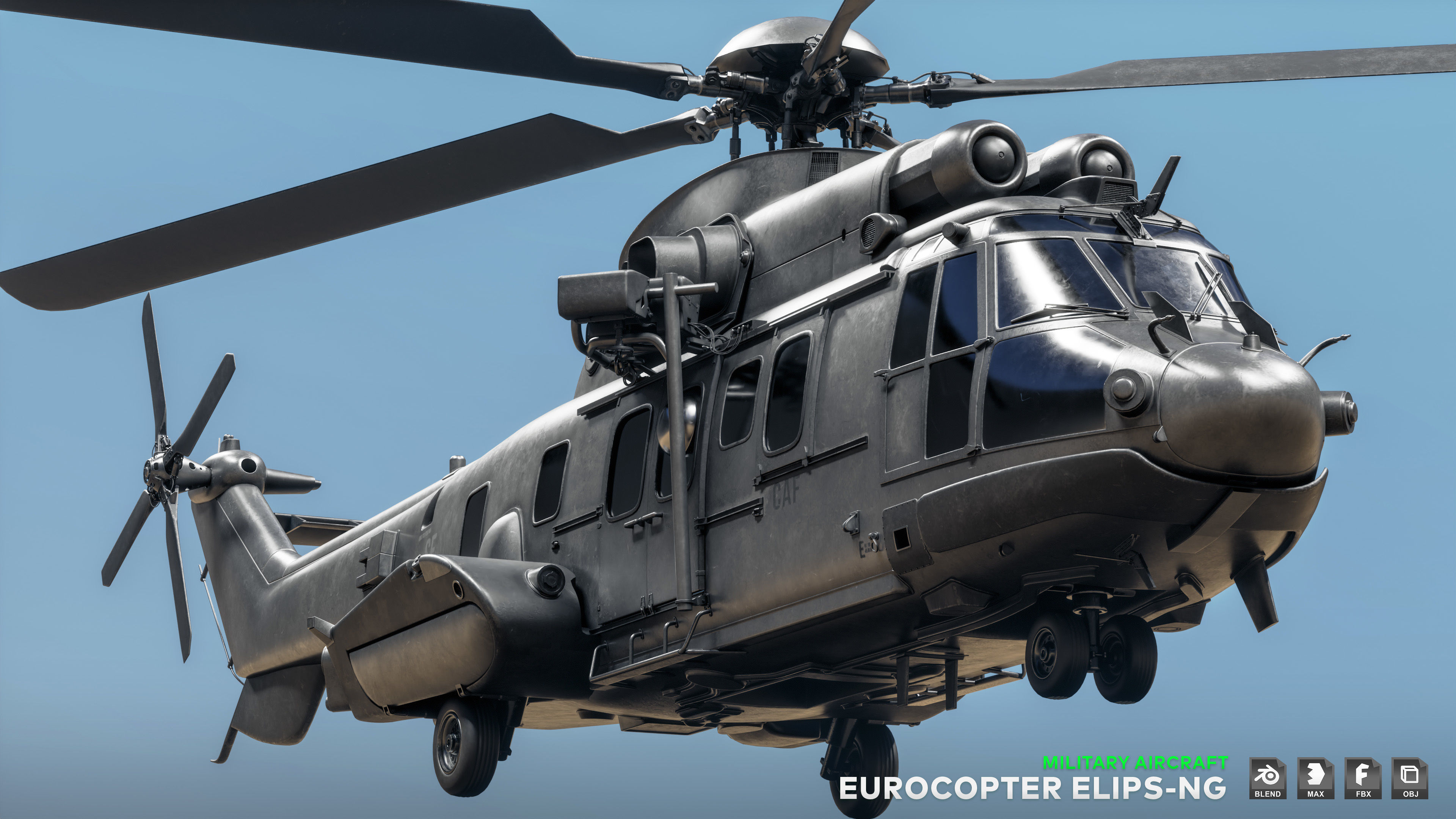 Eurocopter ELIPS NG  - Military Helicopter Low-poly 3D model_13