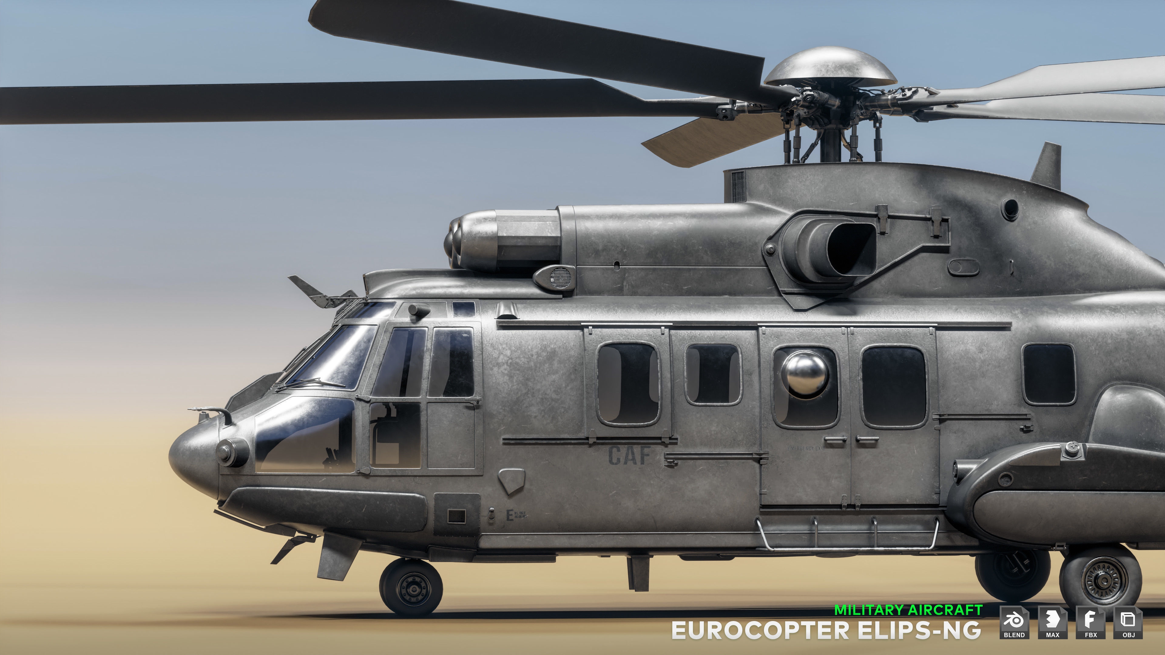 Eurocopter ELIPS NG  - Military Helicopter Low-poly 3D model_8