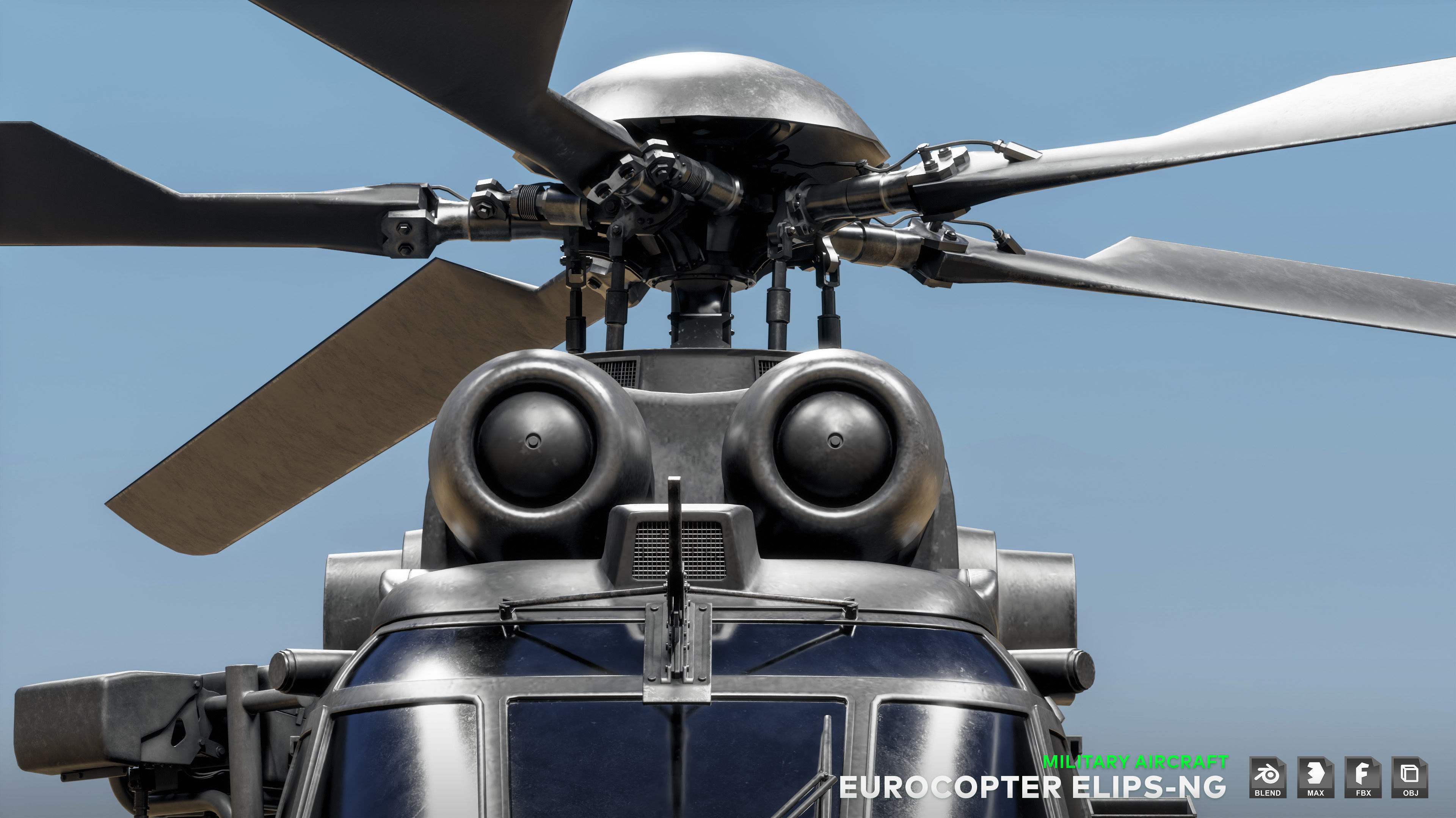 Eurocopter ELIPS NG  - Military Helicopter Low-poly 3D model_15