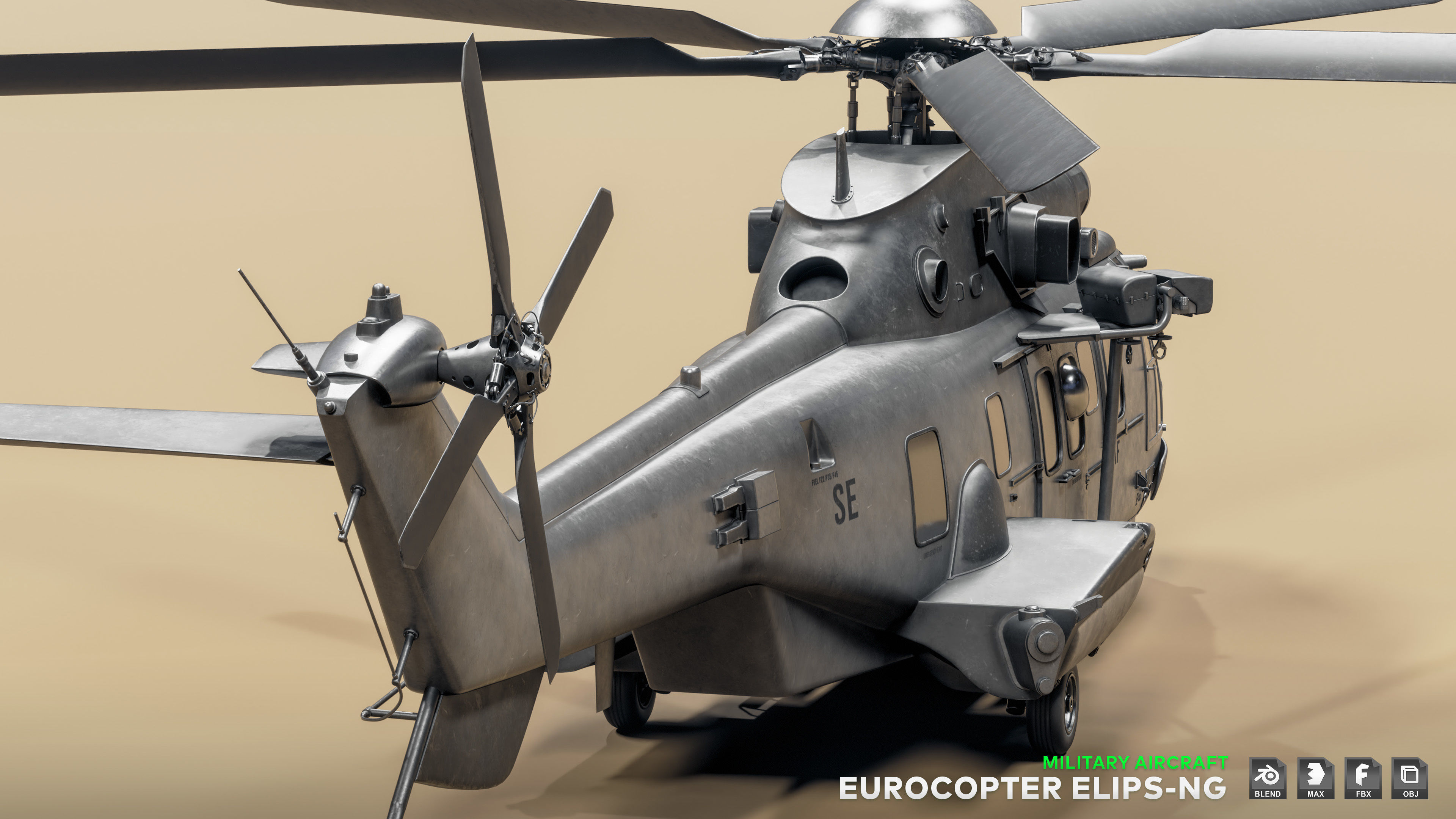 Eurocopter ELIPS NG  - Military Helicopter Low-poly 3D model_12