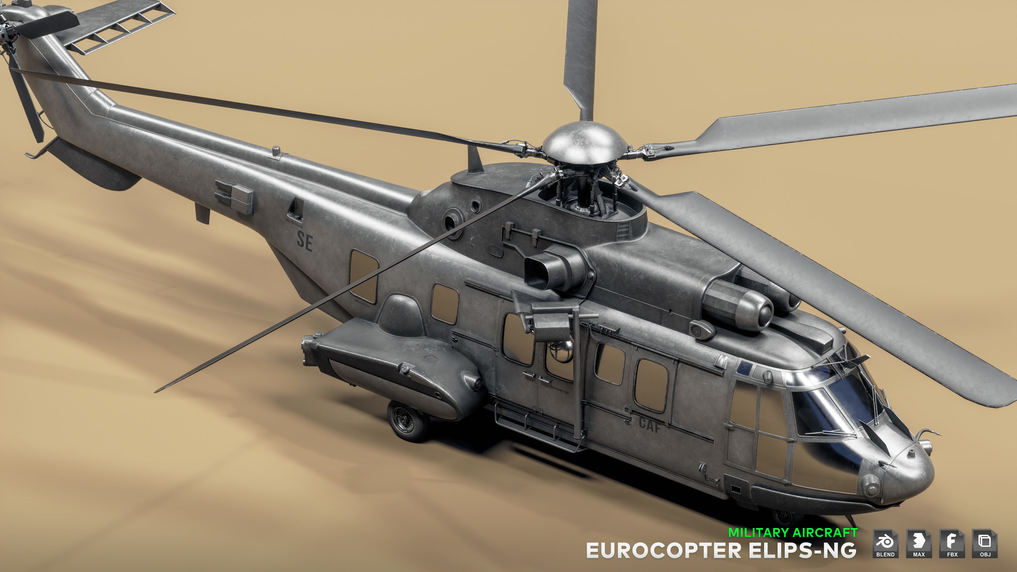 Eurocopter ELIPS NG  - Military Helicopter Low-poly 3D model_6