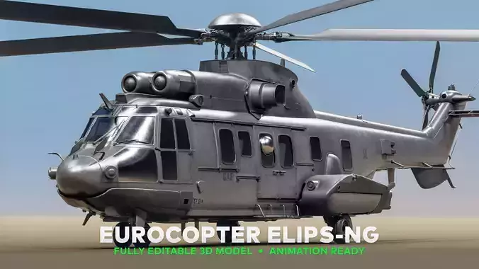 Eurocopter ELIPS NG  - Military Helicopter Low-poly 3D model