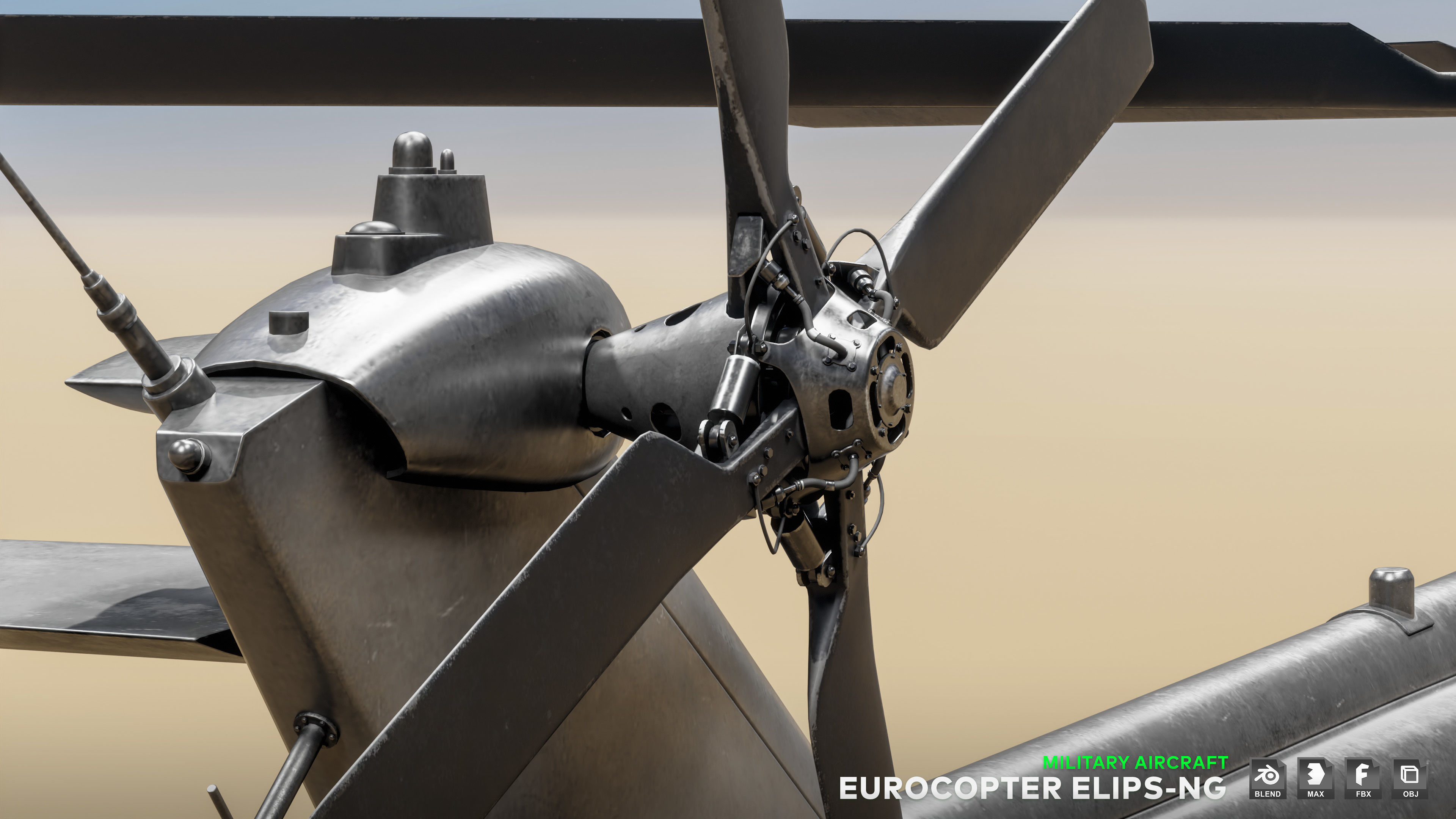 Eurocopter ELIPS NG  - Military Helicopter Low-poly 3D model_11