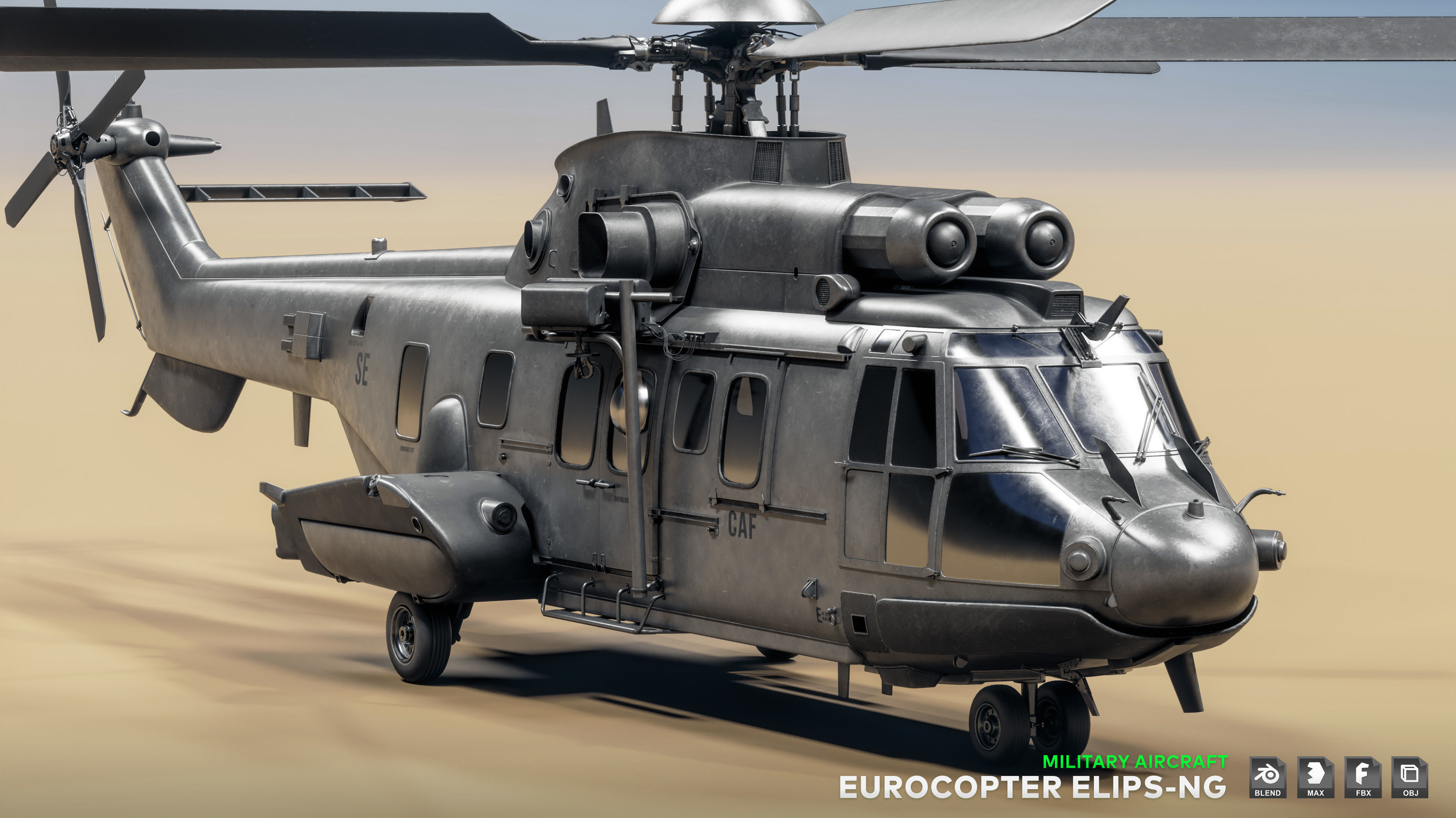 Eurocopter ELIPS NG  - Military Helicopter Low-poly 3D model_5