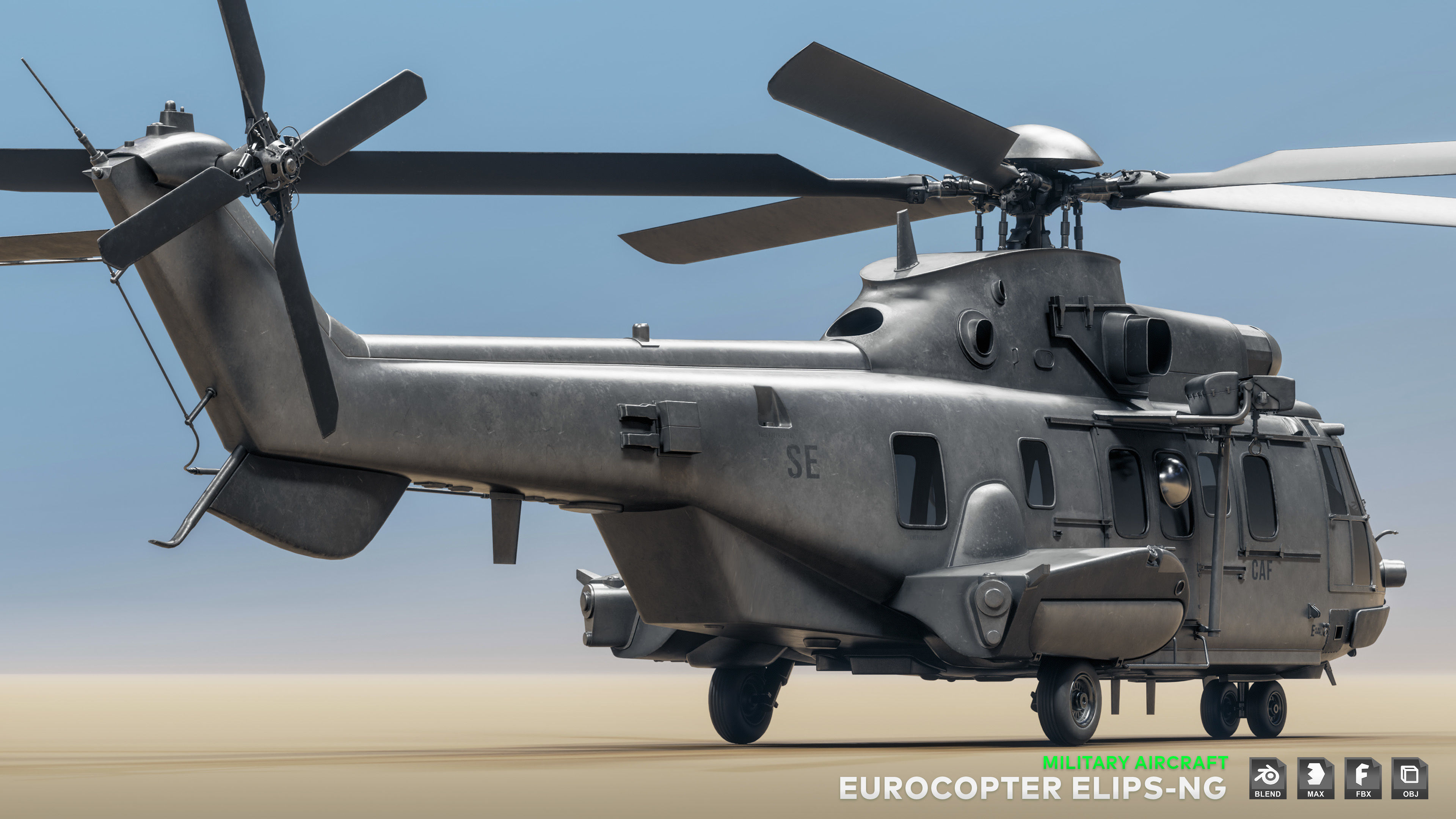 Eurocopter ELIPS NG  - Military Helicopter Low-poly 3D model_4