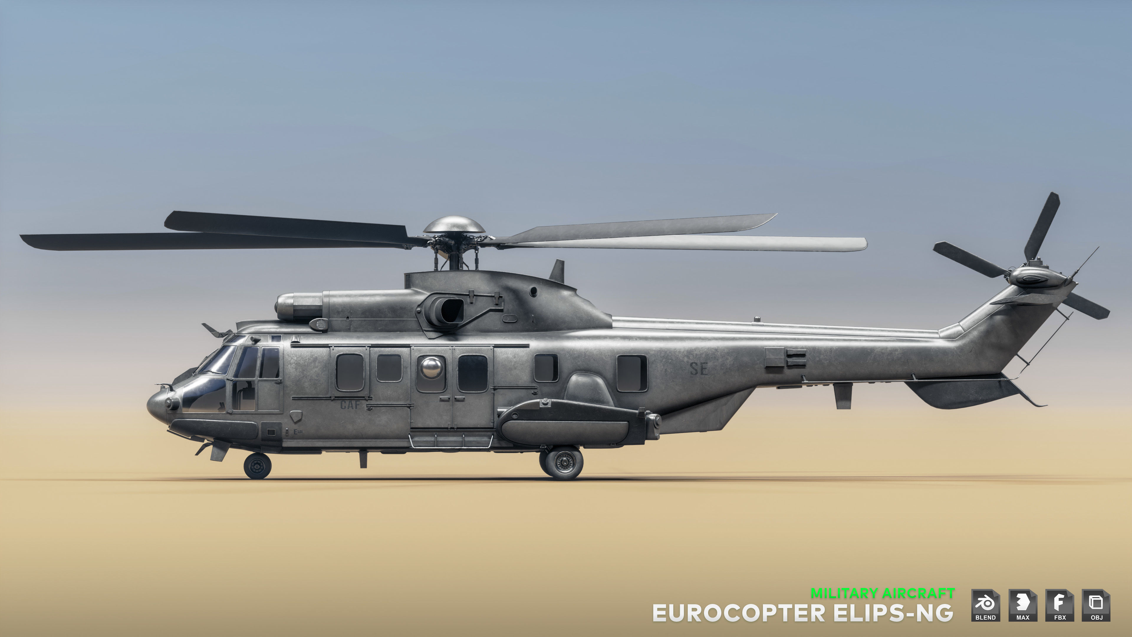 Eurocopter ELIPS NG  - Military Helicopter Low-poly 3D model_7