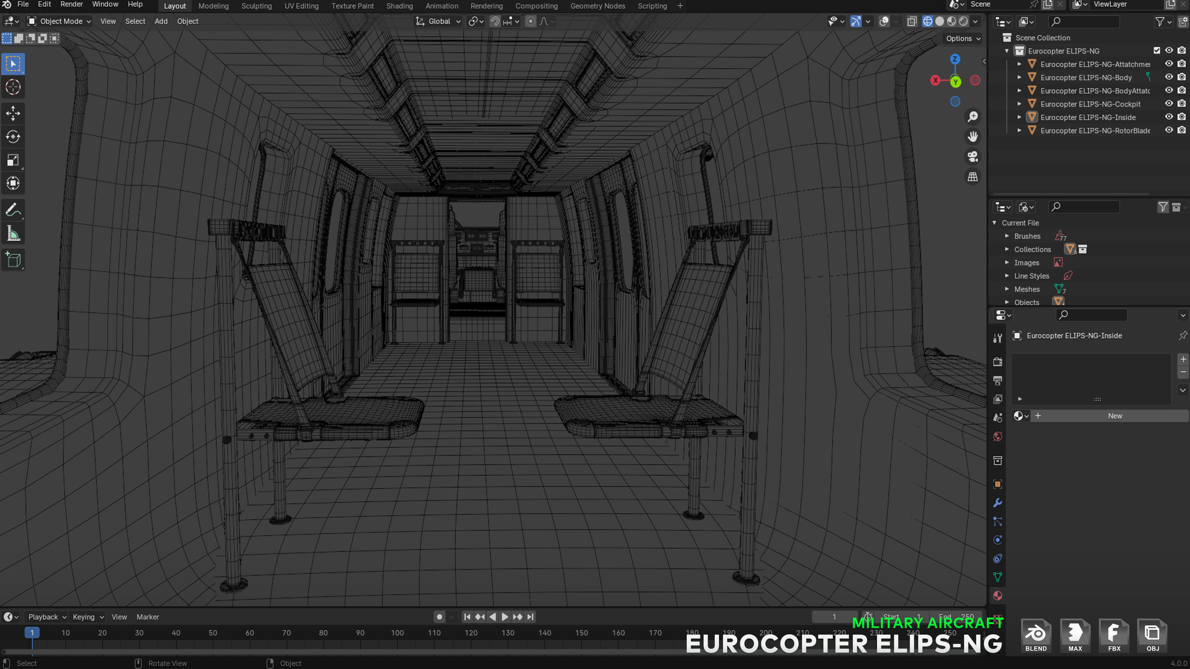 Eurocopter ELIPS NG  - Military Helicopter Low-poly 3D model_28