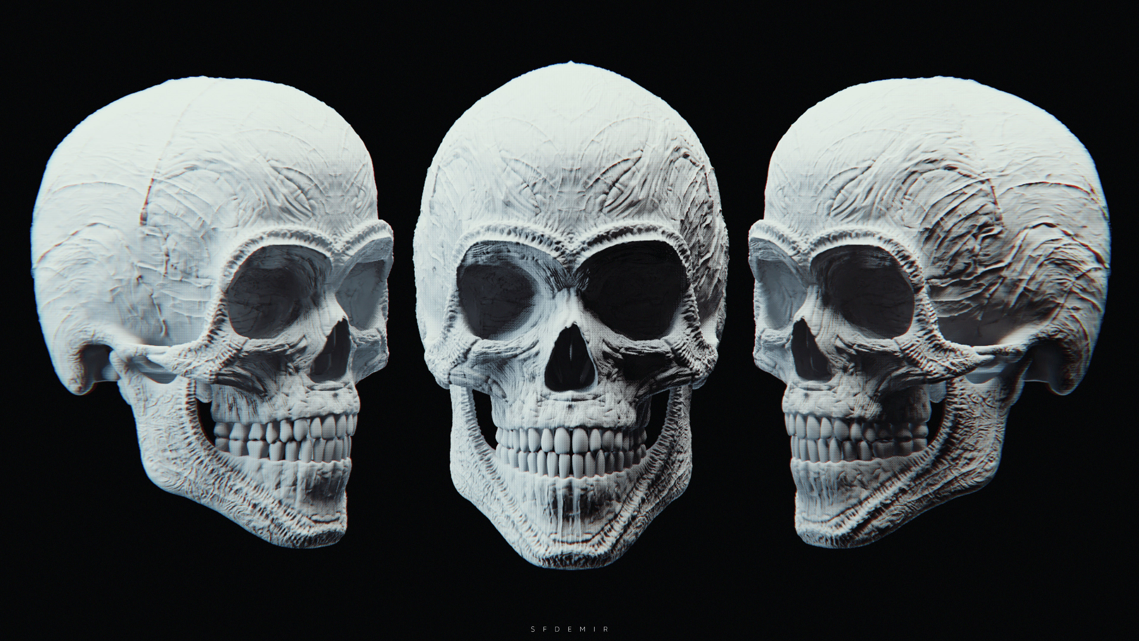 3D Printable Alien Skull Model 3D model_2