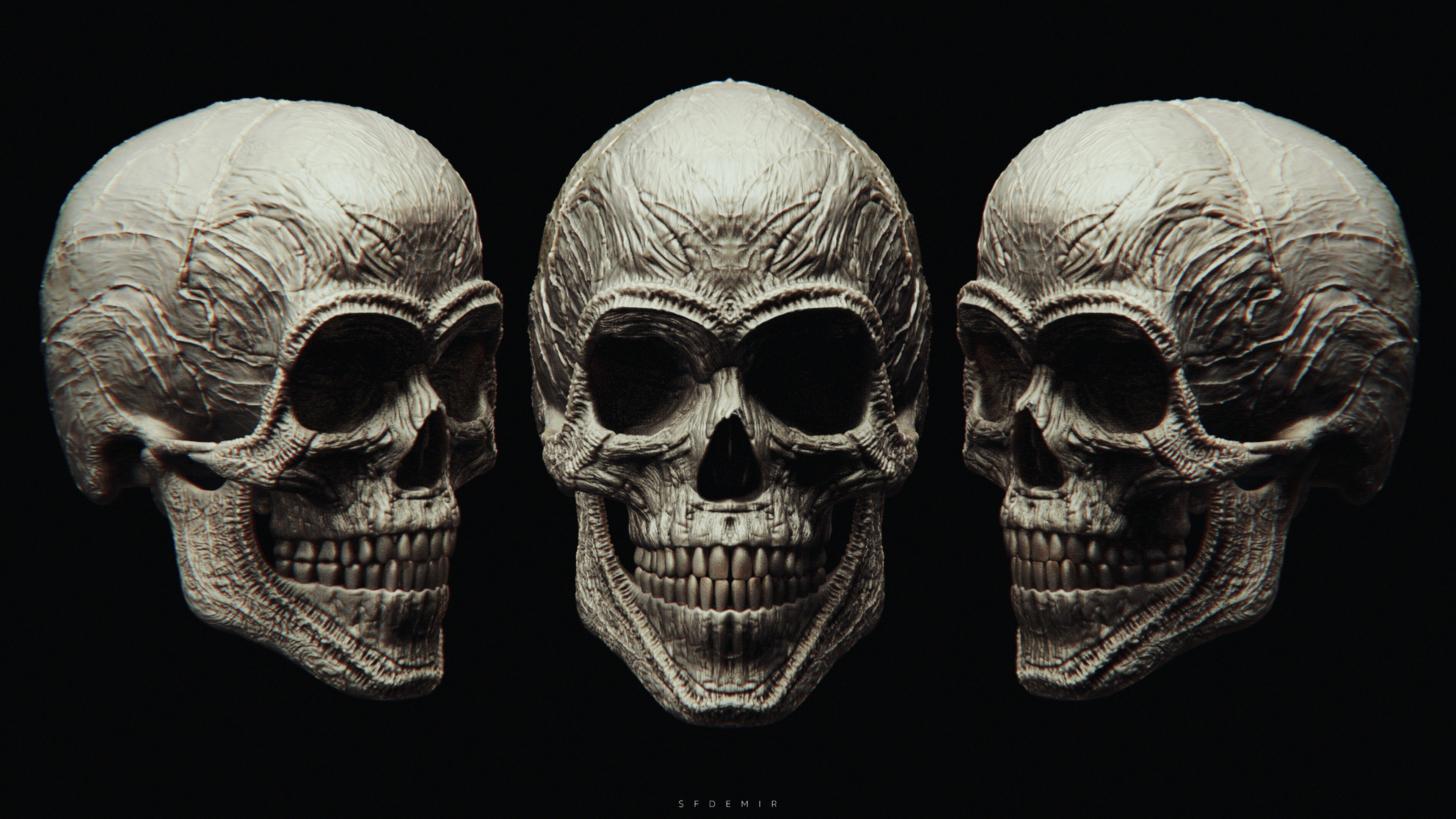 3D Printable Alien Skull Model 3D model_1