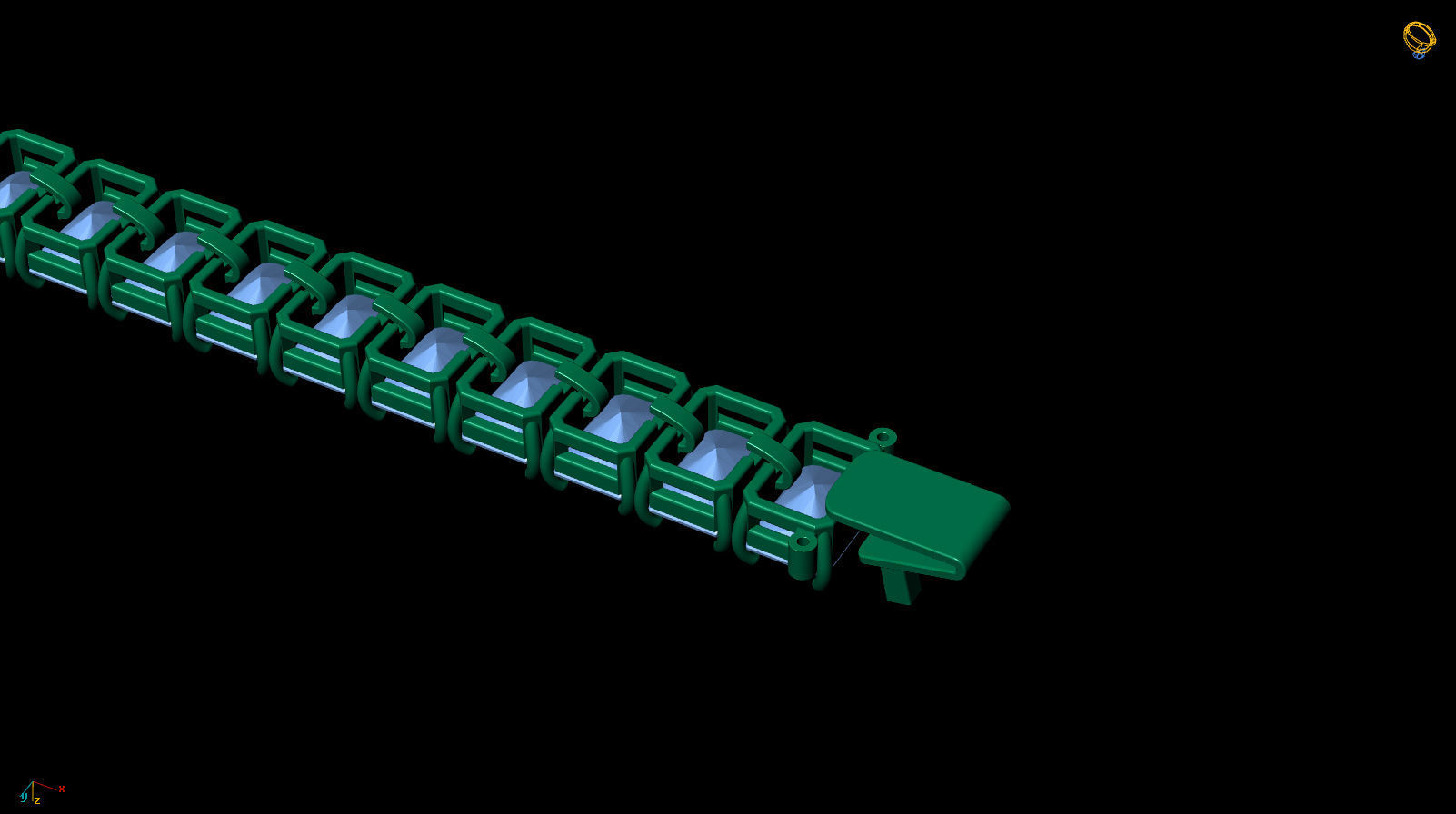 Riviera Tennis Bracelet Short Way Octagonal 7x5 mm 3D print model_8