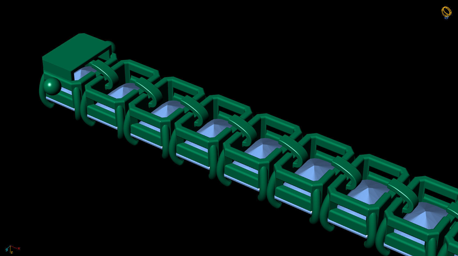 Riviera Tennis Bracelet Short Way Octagonal 7x5 mm 3D print model_10