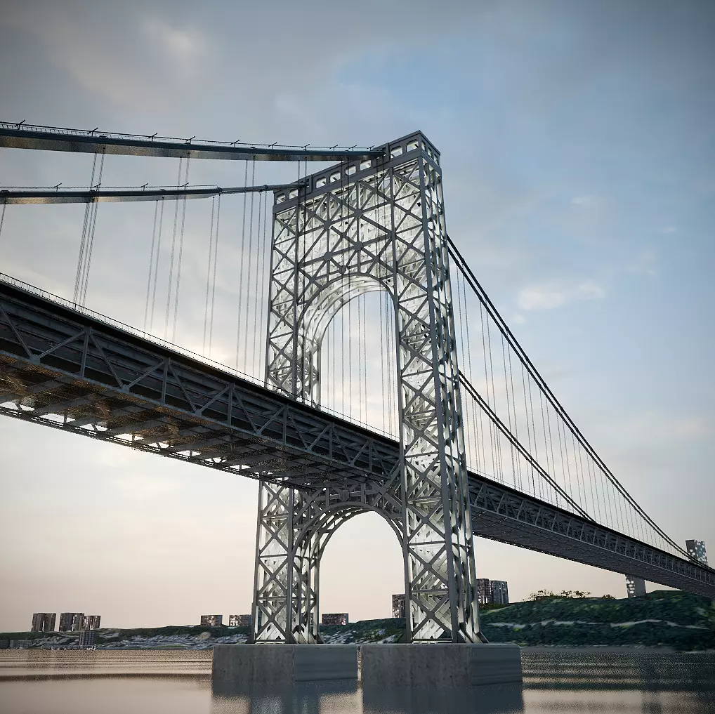 NYC George Washington Bridge Low-poly 3D model