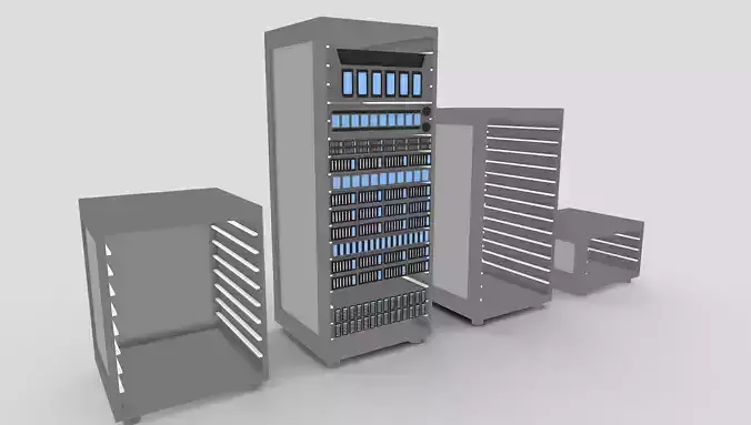 Low Poly Server Racks Modules Included