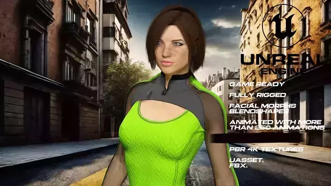 Fitness girl full rigged - game ready - animated