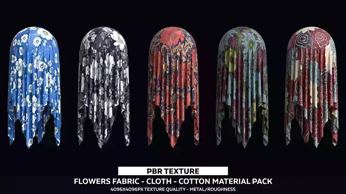 Flowers Fabric - Cloth Texture - Material Pack - SBSAR 