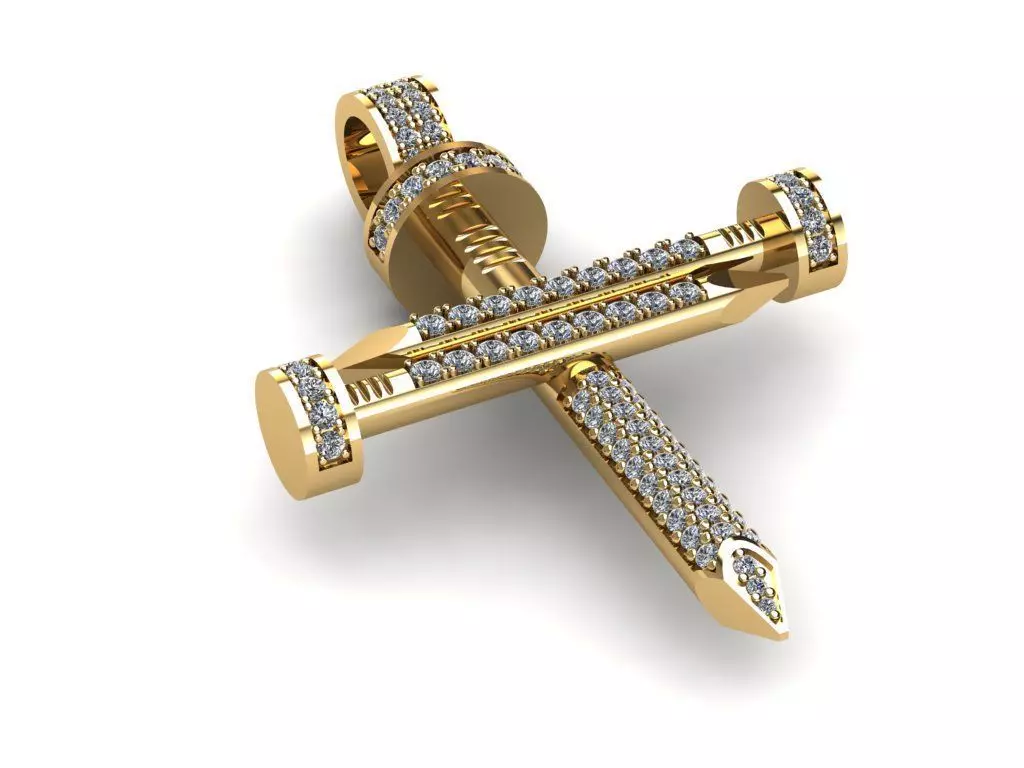 Nail cross pendant 3D print model_0