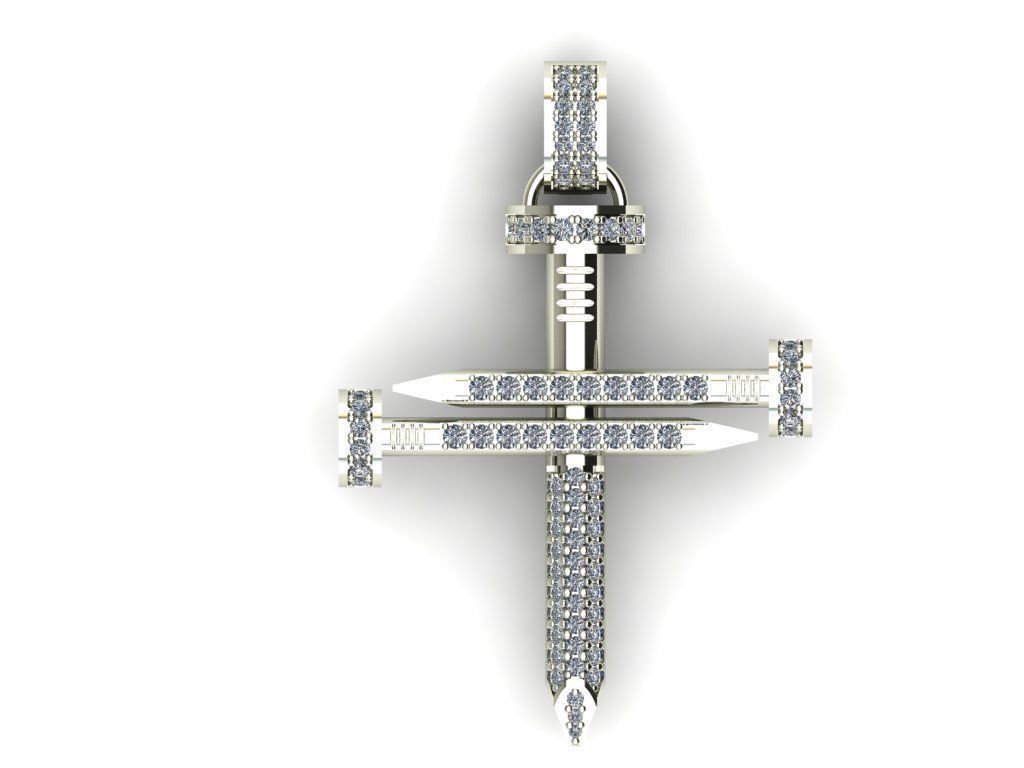 Nail cross pendant 3D print model_2