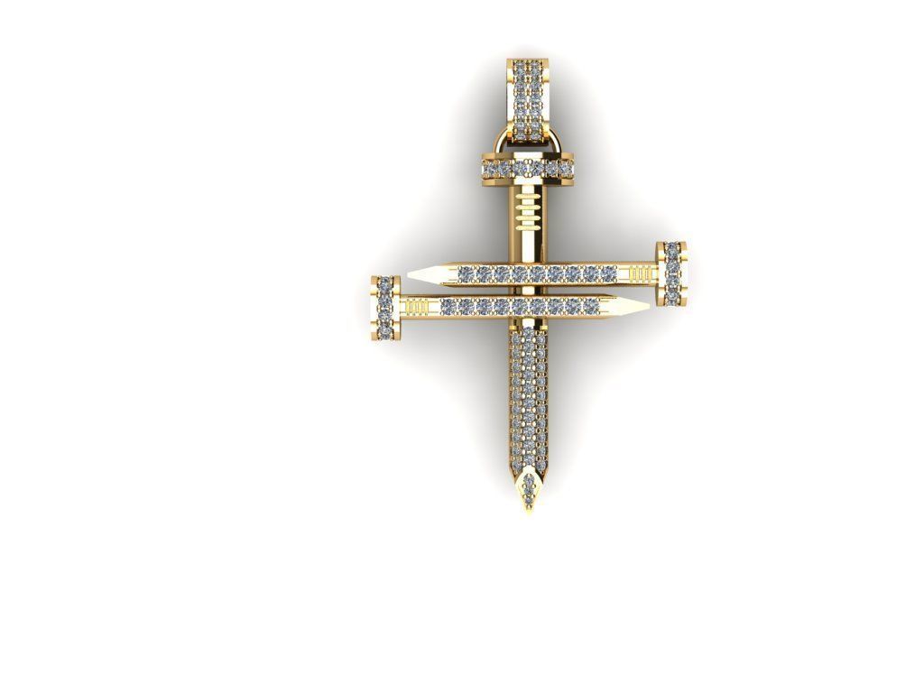 Nail cross pendant 3D print model_1