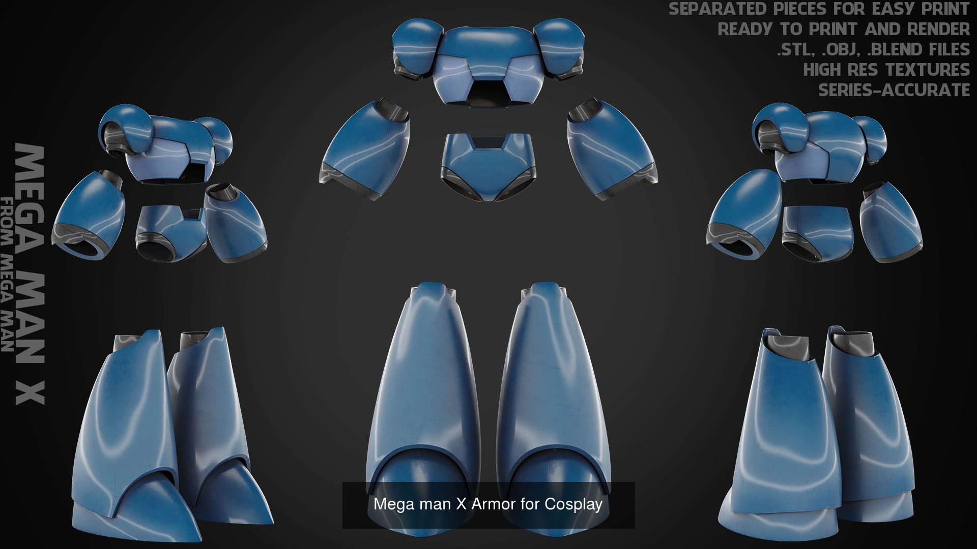 Mega man X Full Armor and Blaster for Cosplay 3D Model Collection_5
