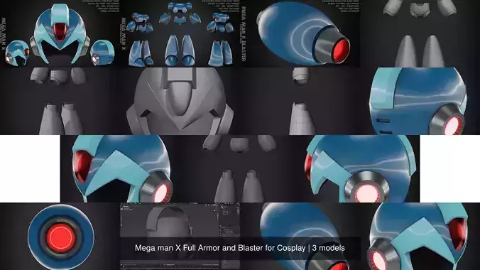 Mega man X Full Armor and Blaster for Cosplay