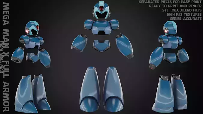 Mega man X Full Armor and Blaster for Cosplay 3D Model Collection