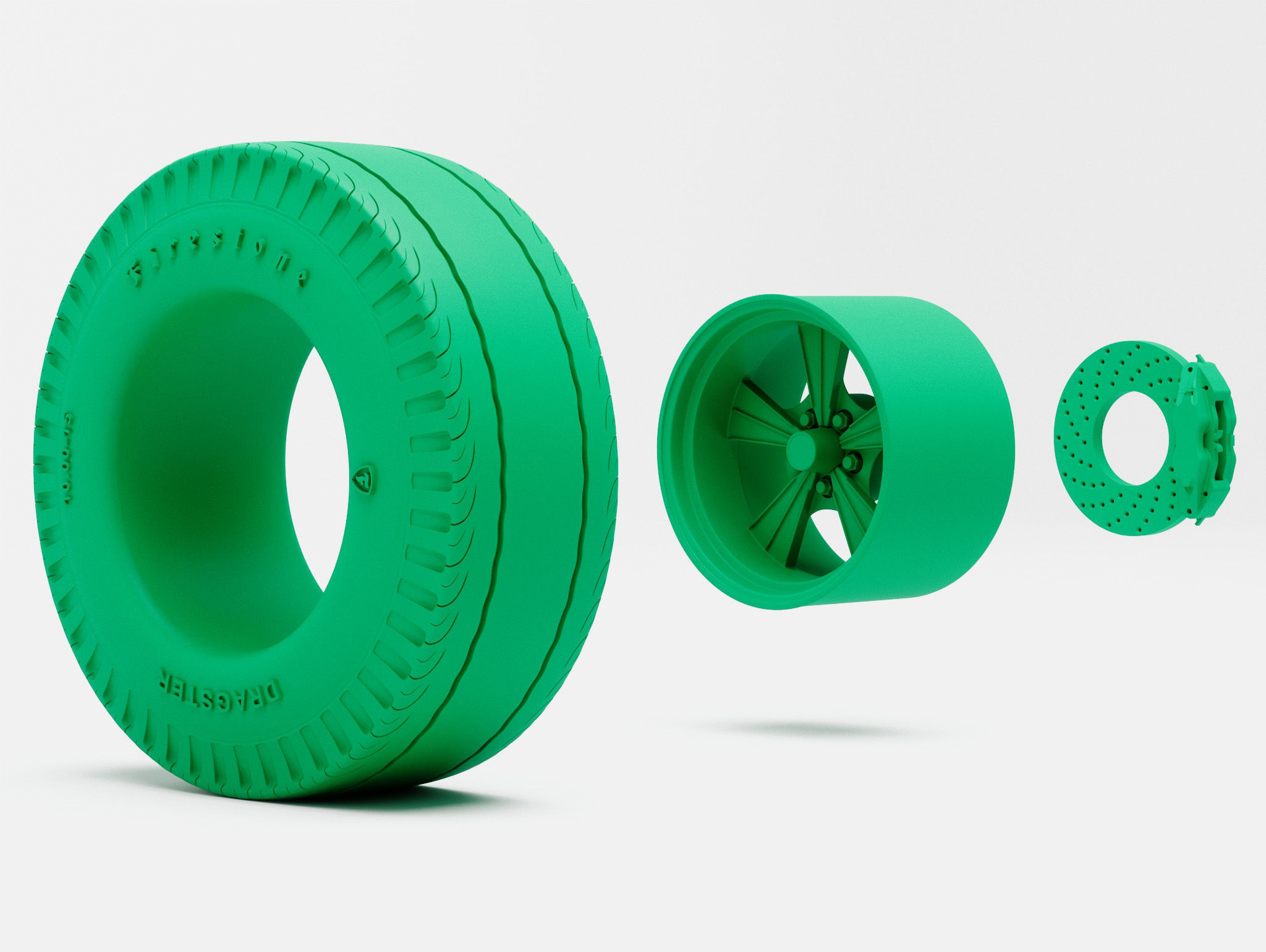 15x10 Radir Tri Ribb Wheel Firestone Dragster Tire 3D print model_3