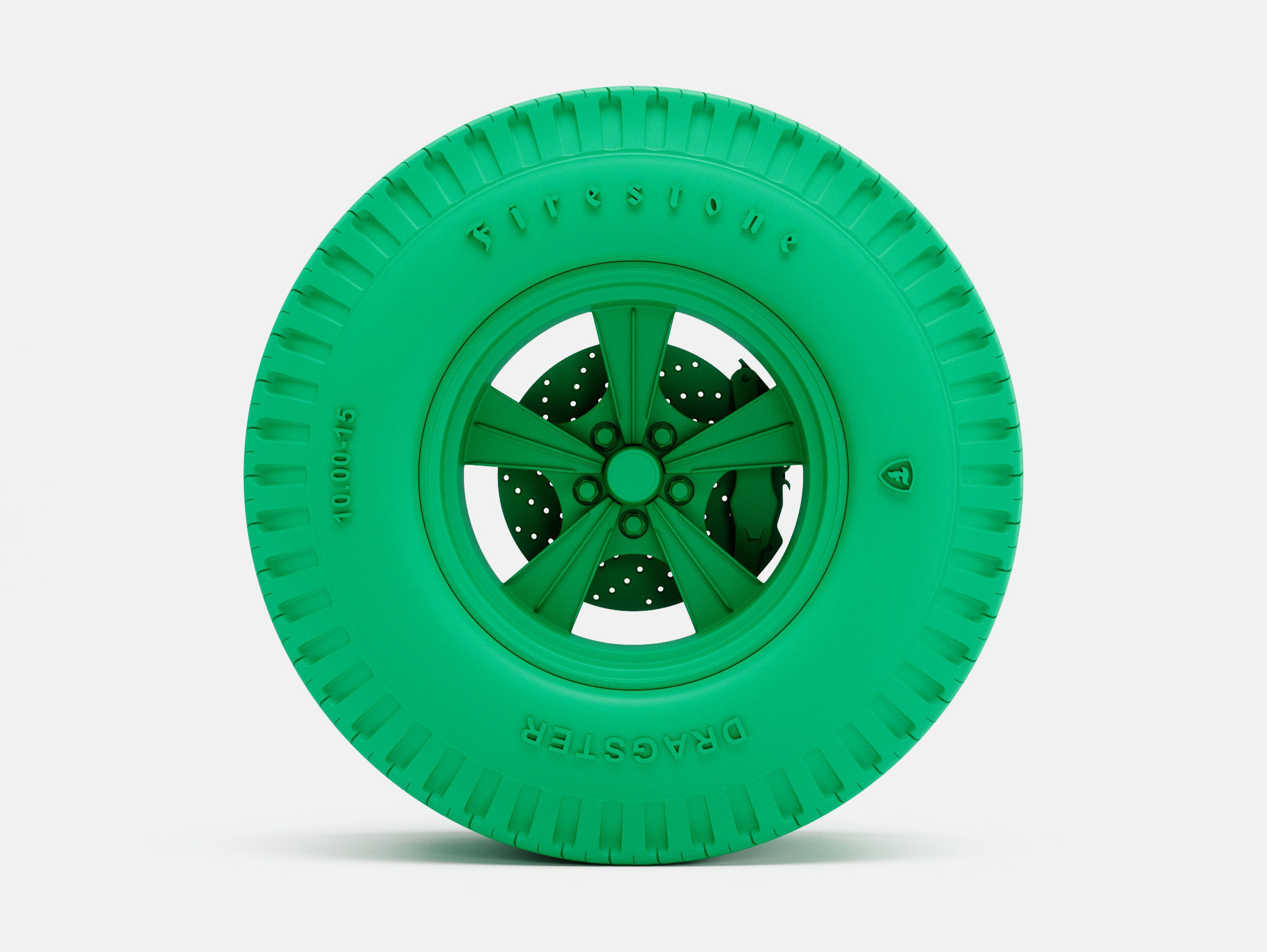 15x10 Radir Tri Ribb Wheel Firestone Dragster Tire 3D print model_1