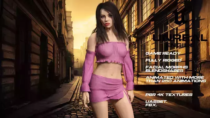 Casual girl full rigged - game ready - animated