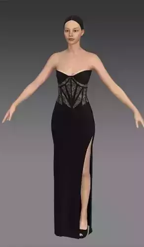 Corset dress lace fabric detail  Low-poly 3D model