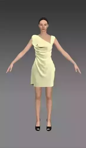 dress asymetric  collar and drape  Low-poly 3D model