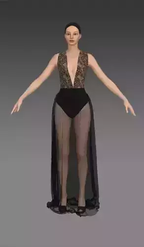 dress deep  degaje neckline Low-poly 3D model
