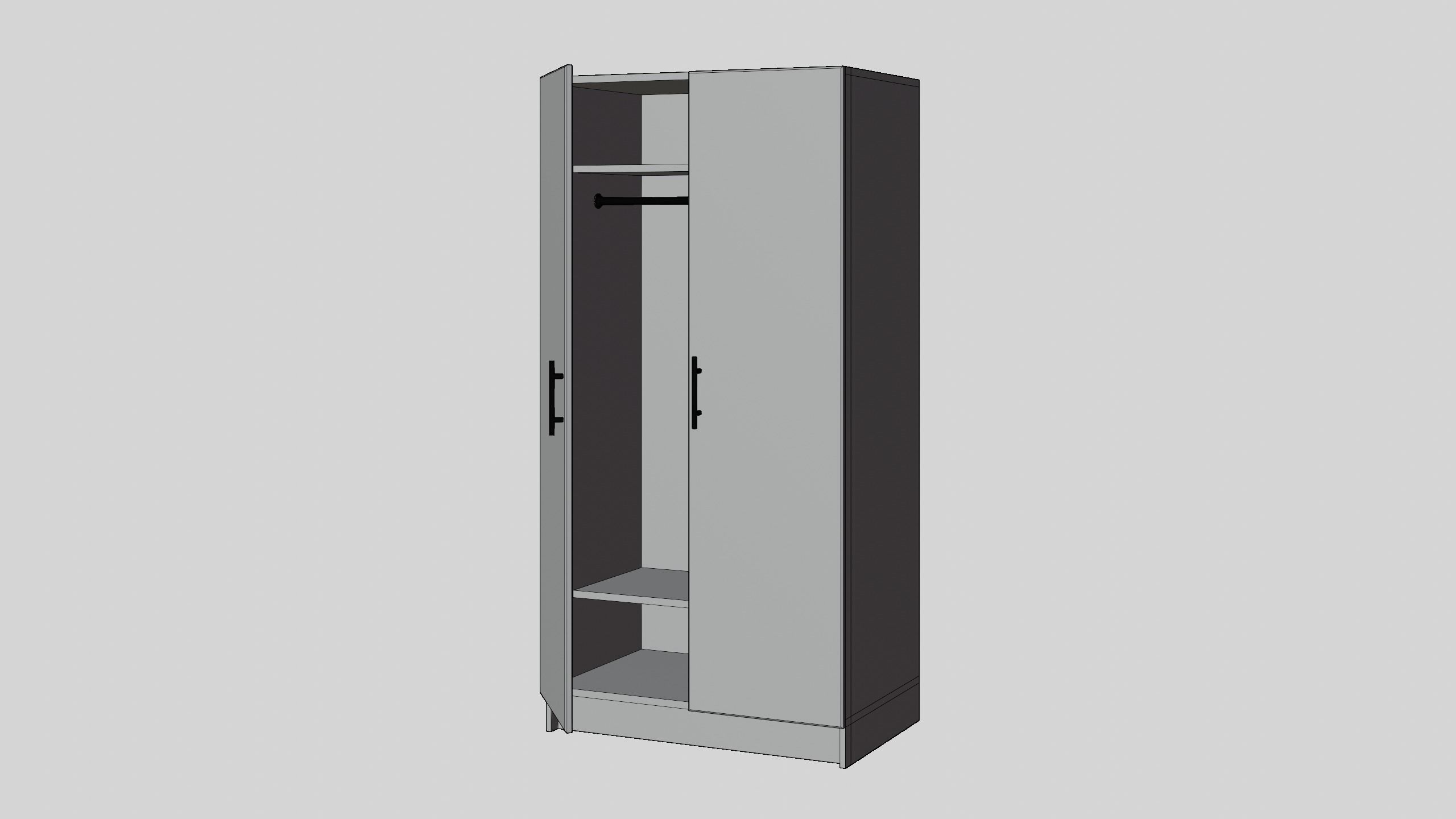 White Wardrobe 3D model_3