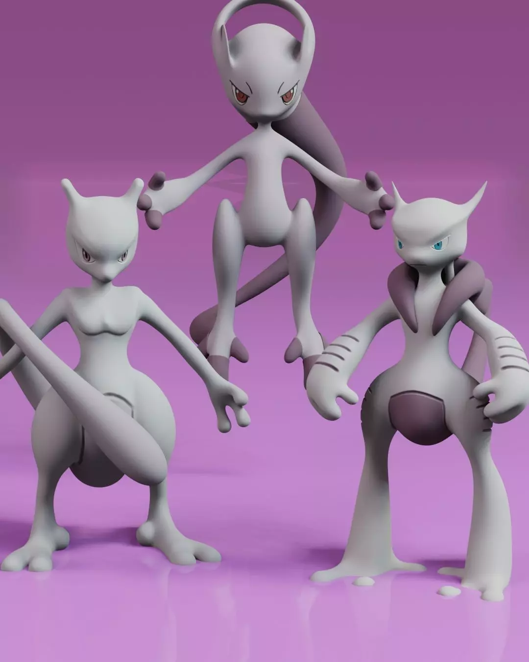 Mewtwo Pack X and Y forms 3D print model_0