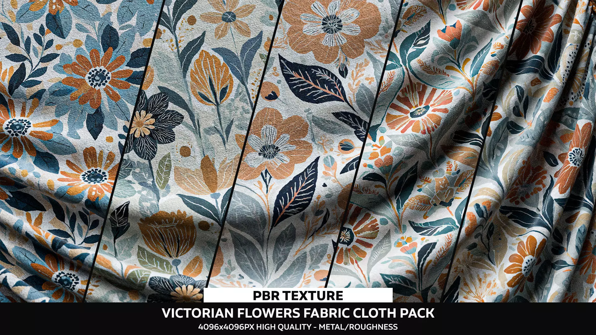 Victorian Flowers Cloth Fabric PBR Texture Pack Texture_0